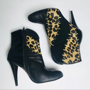 Beverly Feldman Calf Hair/Leather Ankle Booties